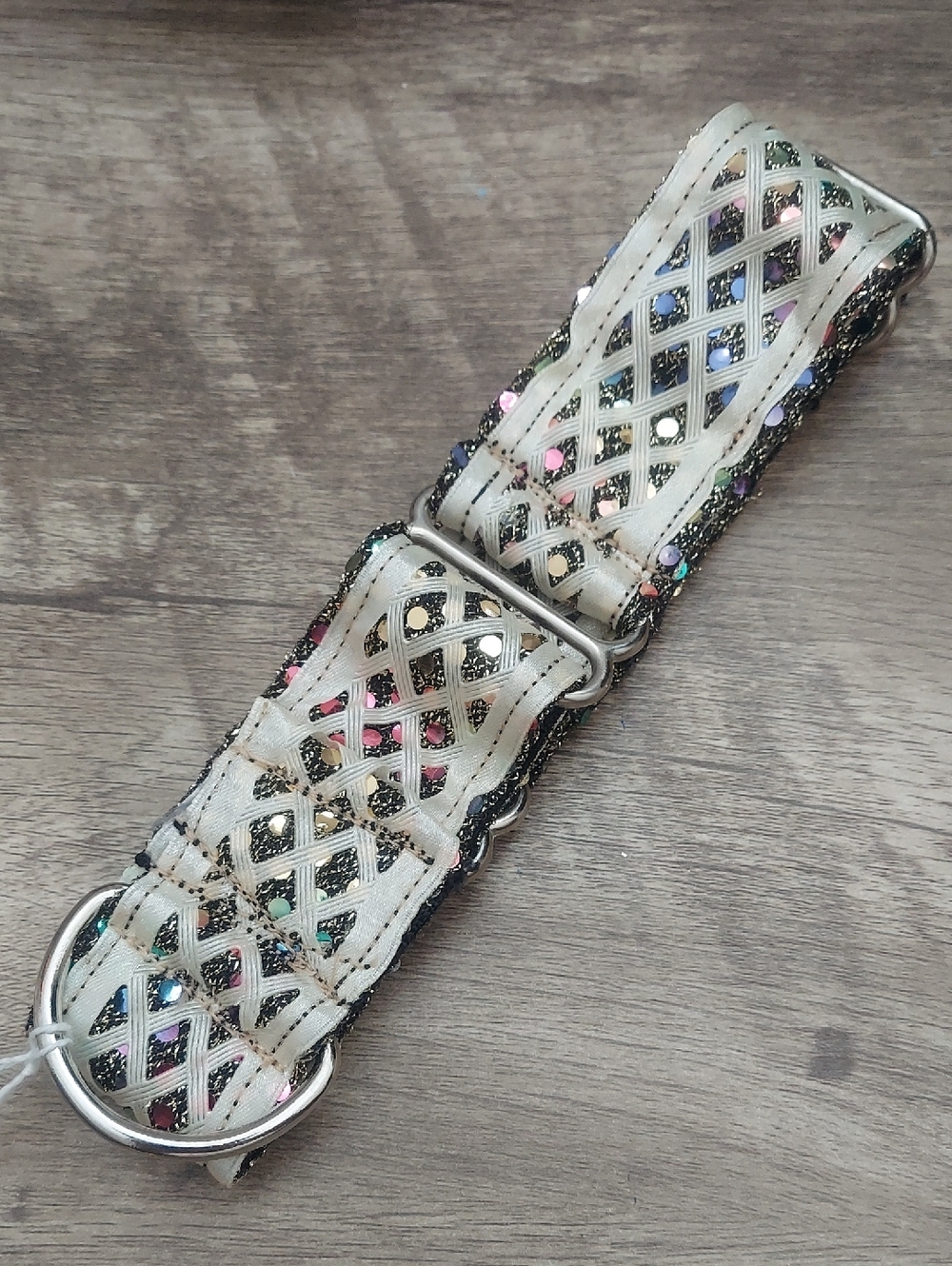 Custom Martingale Dog Collar Sequin Confetti Glitter Gold Lattice Whippet 1.5"